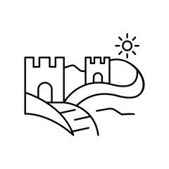 Great wall field sun line icon. Element of landscapes icon
