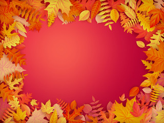 Naklejka na ściany i meble Autumn sale background layout in frame from leaves. Shopping sale or promo poster and frame leaflet or web banner. EPS 10