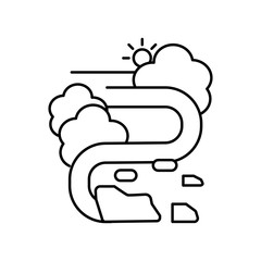River field landscape line icon. Element of landscapes icon
