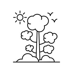 Tree sun bird landscape line icon. Element of landscapes icon