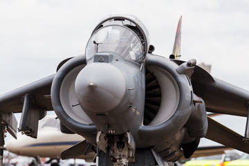 Fototapeta na wymiar Spanish Navy EAV-8B Harrier II Plus captured at the 2019 Royal International Air Tattoo at RAF Fairford.