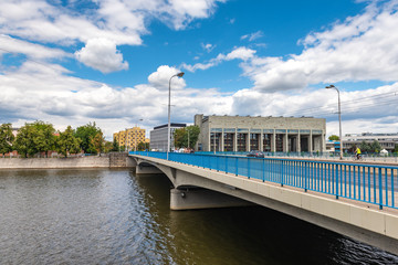 View of the Bridge of Peace and University Library in Wroclaw, Poland