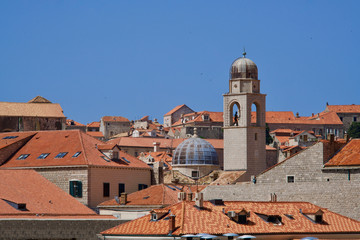 Steeple and red roofs of Dubrobnik