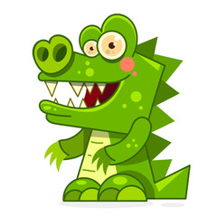 Cute Cartoon Crocodile. Vector Illustration Ready For Your Design, Greeting Card