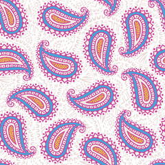 Seamless pattern of beautiful paisley cucumbers Turkish, Indian, Persian, Mexican, African.