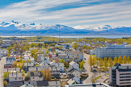Aerial View Of Norwegian City Bodo , Norway.