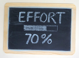 Motivational 70 percent effort message on chalkboard