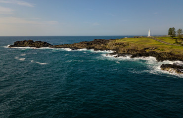 Fototapeta na wymiar A view from Kiama Blow Hole Point on the south coast of New South Wales, Australia. In aboriginal the word Kiama means ‘where the ocean makes noise’.