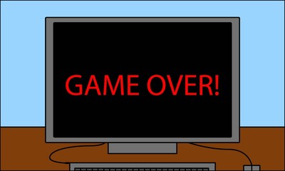 GAME OVER on computer screen vector illustration