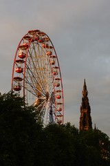 Paris wheel in a sunset in Edinburgh