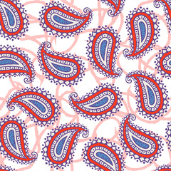 Seamless pattern of beautiful paisley cucumbers Turkish, Indian, Persian, Mexican, African.