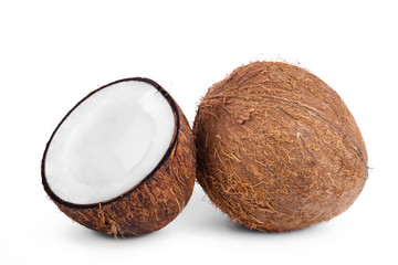 coconut, isolated on white background, full depth of field
