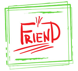Doodle word Friend in green frame