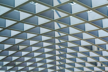 Steel frame roof structure architecture details pattern in a modern building