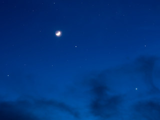 Fototapeta na wymiar night moon and stars skyline