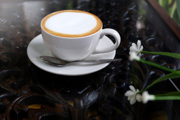 Espresso Hot coffee in coffee shop.