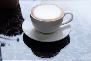 Espresso Hot coffee in coffee shop.