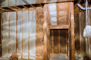 Thermal insulation with house construction site basement walls