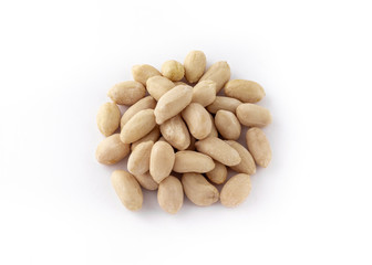 group of raw skinless peanuts on white background