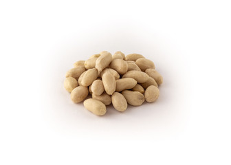 group of raw skinless peanuts on white background
