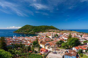 cityscape of angra do heroismo, aerial view of the city of angra do heroismo from the Miradouro da...