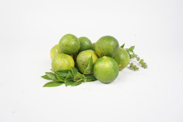 limes on white background