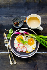 Fried eggs in a plate