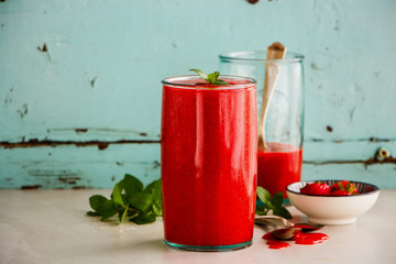 Strawberry smoothie jars