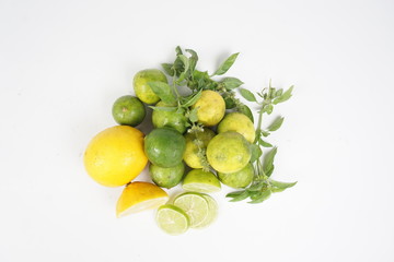 lemon and lime isolated on white background