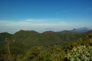 View of green mountains