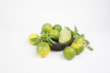 green olives on white background