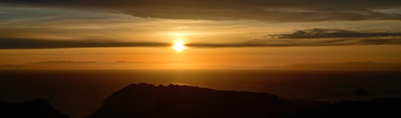 室蘭から内浦湾越しに見た夕焼けの情景＠北海道