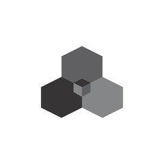 Triple Hexagon with 3D Box logo design vector