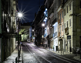 Fototapeta premium Lisbon street at night