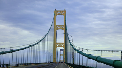 Historic Mackinaw bridge -longest suspension bridge in america