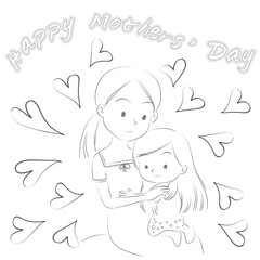 happy mothers day vector drawing