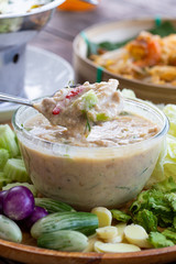 Crab dip with coconut milk and vegetables, Thaifood