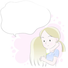 Mom and daughter vector drawing