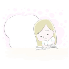girl reading vector drawing