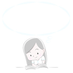 girl reading vector drawing