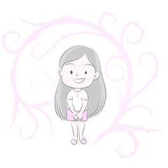 girl happy vector drawing art