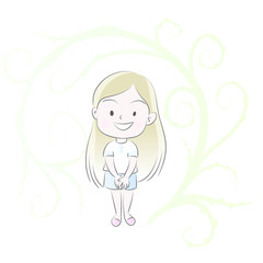 girl happy vector drawing art