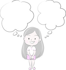 girl with speech bubble vecror drawing