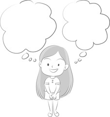 girl with speech bubble vecror drawing