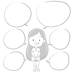 girl with speech bubble vecror drawing