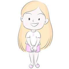 girl happy vector drawing art
