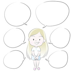 girl with speech bubble vecror drawing