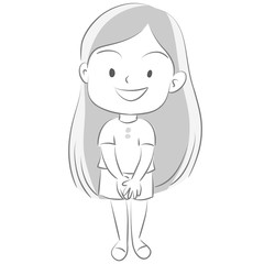 girl happy vector drawing art