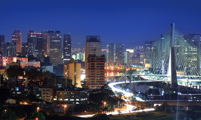 Estaiada Bridge, major landmark in Sao Paulo,Brazil.On May 03, 2015 Sao Paulo, Brazil.