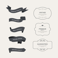 Basic RGBset of vintage frame label old fashion. Ribbon  tag and banner decorative design.